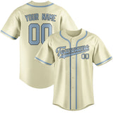 Custom Cream & Light Blue Colors Design Sports Baseball Jersey