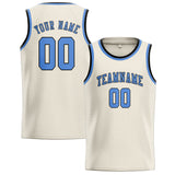 Custom Cream & Light Blue Colors Design Sports Basketball Jersey