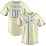 Custom Cream & Light Blue Colors Design Sports Baseball Jersey