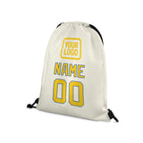 Custom Cream Gold Drawstring Bag