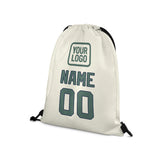 Custom Cream Blue Green Drawstring Bag