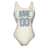 Custom Cream Light Blue Swimsuit