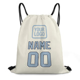 Custom Cream Light Blue Drawstring Bag
