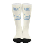 Custom Cream Light Blue Knee-High Sock