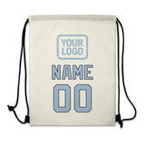 Custom Cream Light Blue Drawstring Bag