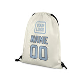 Custom Cream Light Blue Drawstring Bag