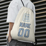 Custom Cream Light Blue Drawstring Bag