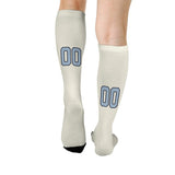 Custom Cream Light Blue Knee-High Sock