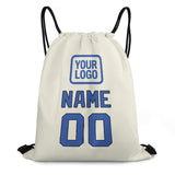 Custom Cream Sky Blue Drawstring Bag