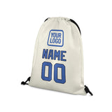 Custom Cream Sky Blue Drawstring Bag