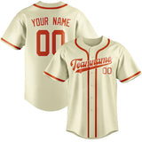 Custom Cream & Orange Red Colors Design Sports Baseball Jersey