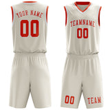 Custom Cream Orange Red Basketball Set