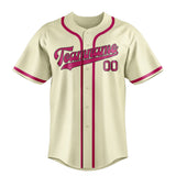 Custom Cream & Pink Colors Design Sports Baseball Jersey