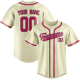 Custom Cream & Pink Colors Design Sports Baseball Jersey