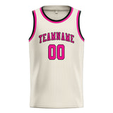 Custom Cream & Pink Colors Design Sports Basketball Jersey