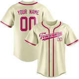 Custom Cream & Pink Colors Design Sports Baseball Jersey