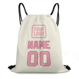 Custom Cream Light Pink Drawstring Bag
