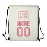 Custom Cream Light Pink Drawstring Bag