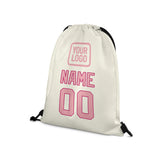 Custom Cream Light Pink Drawstring Bag
