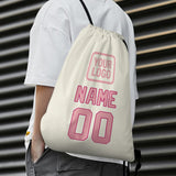 Custom Cream Light Pink Drawstring Bag