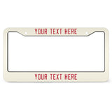 Custom Cream Red License Plate Frame