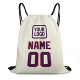 Custom Cream Purple Drawstring Bag