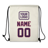 Custom Cream Purple Drawstring Bag