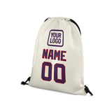 Custom Cream Purple Drawstring Bag