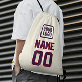 Custom Cream Purple Drawstring Bag
