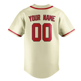 Custom Cream & Red Colors Design Sports Baseball Jersey