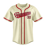 Custom Cream & Red Colors Design Sports Baseball Jersey