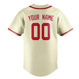 Custom Cream & Red Colors Design Sports Baseball Jersey