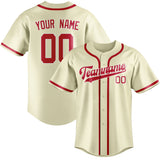 Custom Cream & Red Colors Design Sports Baseball Jersey