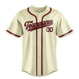 Custom Cream & Crimson Red Colors Design Sports Baseball Jersey