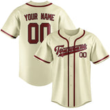 Custom Cream & Crimson Red Colors Design Sports Baseball Jersey