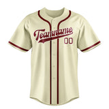 Custom Cream & Crimson Red Colors Design Sports Baseball Jersey