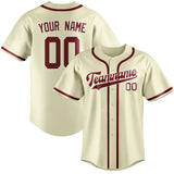 Custom Cream & Crimson Red Colors Design Sports Baseball Jersey