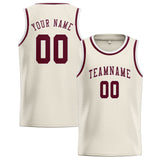 Custom Cream & Crimson Red Colors Design Sports Basketball Jersey