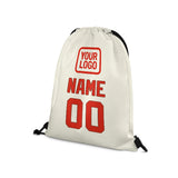 Custom Cream Orange Red Drawstring Bag