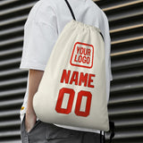 Custom Cream Orange Red Drawstring Bag