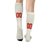 Custom Cream Orange Red Knee-High Sock
