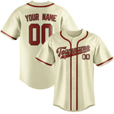 Custom Cream & Coral Red Colors Design Sports Baseball Jersey