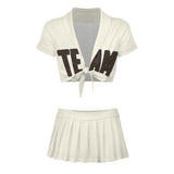 Custom Cream Brown Cheerleading Uniform Set