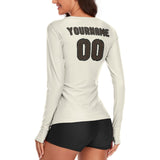 Custom Cream Brown Women's Long-Sleeve Shirt