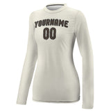 Custom Cream Brown Women's Long-Sleeve Shirt