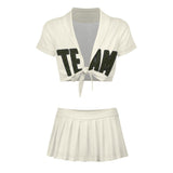 Custom Cream Olive Cheerleading Uniform Set