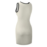 Custom Cream Olive Sleeveless Vest Dress