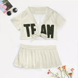 Custom Cream Olive Cheerleading Uniform Set