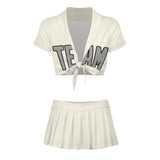 Custom Cream Gray Cheerleading Uniform Set