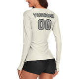 Custom Cream Gray Women's Long-Sleeve Shirt